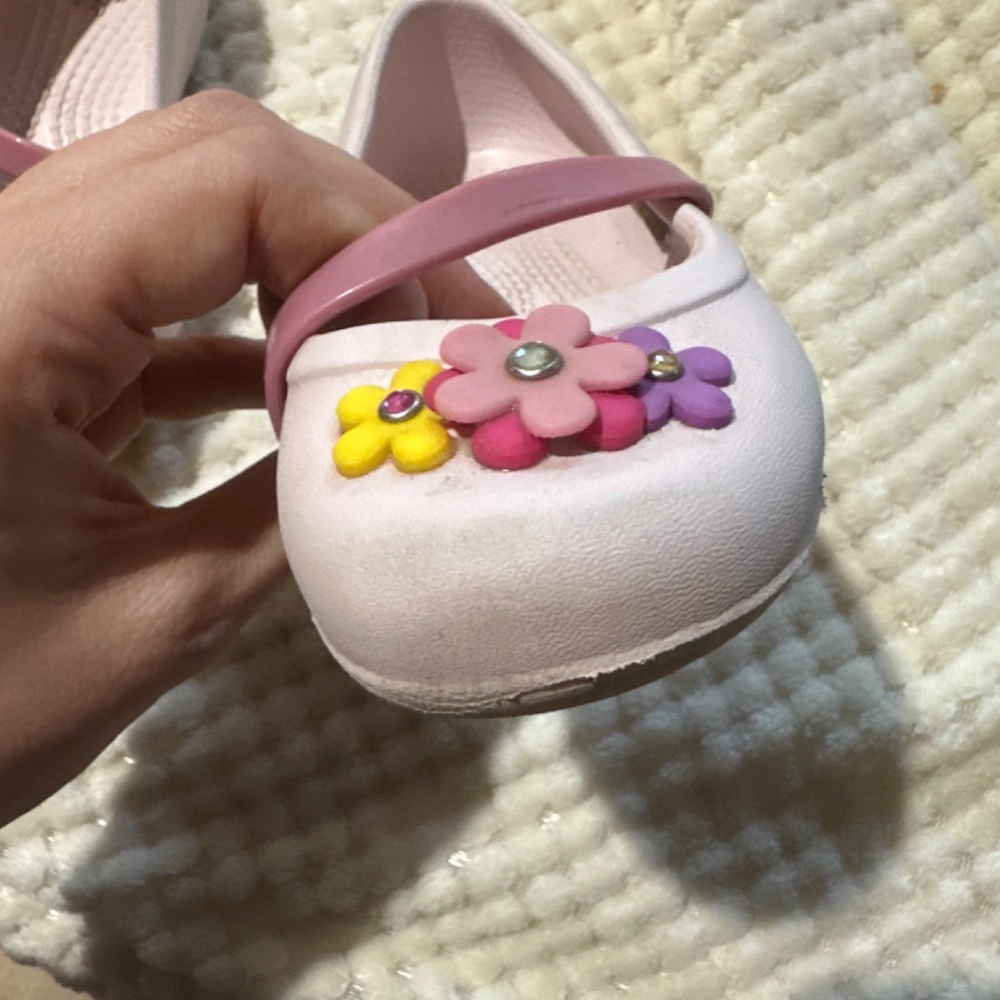 CROCS Lina Flower Pink Slip on Ballet Flats Toddler size 8 - Picture 6 of 7